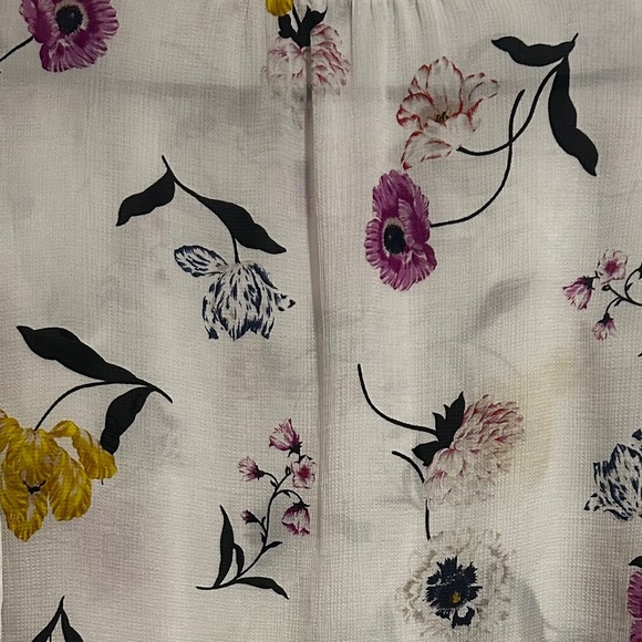 Ann Taylor White Floral Blouse with Yellow and Purple Accents - Picture 6 of 9